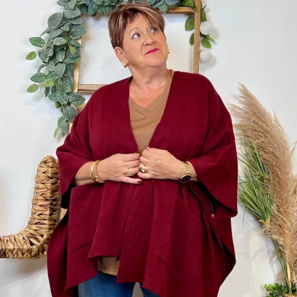 Z105 Gilet Oversize uni (Gt) - bordeaux - taille-unique-grande-taille