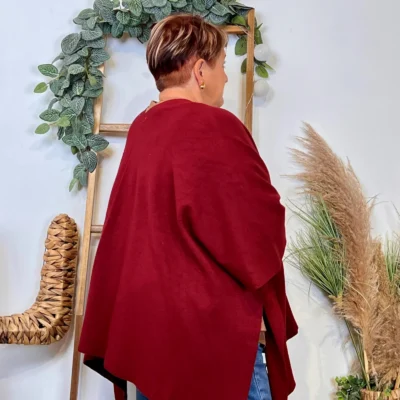 Z105 Gilet Oversize uni (Gt) - bordeaux - taille-unique-grande-taille