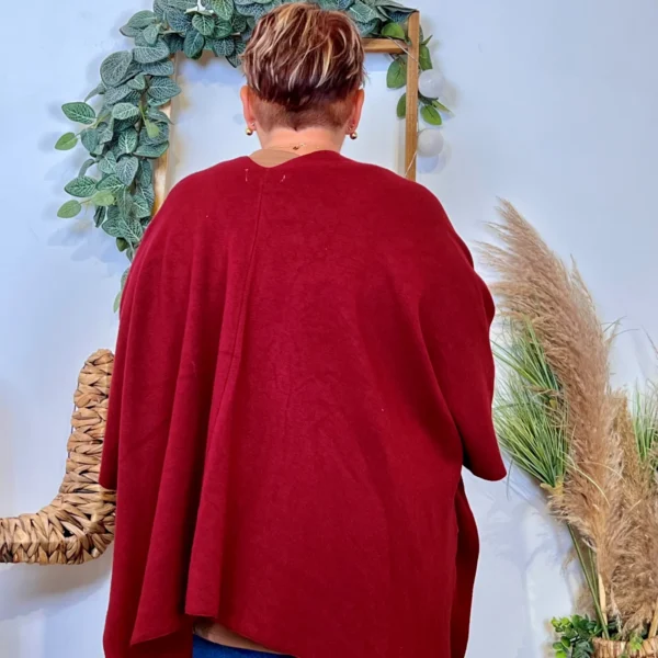 Z105 Gilet Oversize uni (Gt) - bordeaux - taille-unique-grande-taille