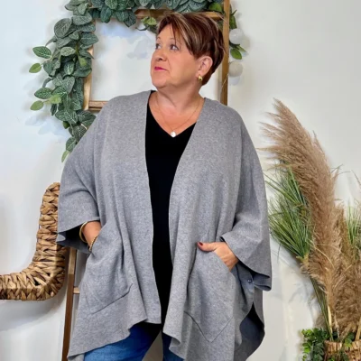 Z105 Gilet Oversize uni (Gt) - gris - taille-unique-grande-taille