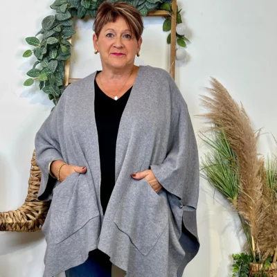 Z105 Gilet Oversize uni (Gt) - gris - taille-unique-grande-taille