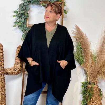 Z105 Gilet Oversize uni (Gt) - noir - taille-unique-grande-taille