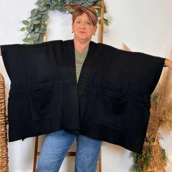 Z105 Gilet Oversize uni (Gt) - noir - taille-unique-grande-taille