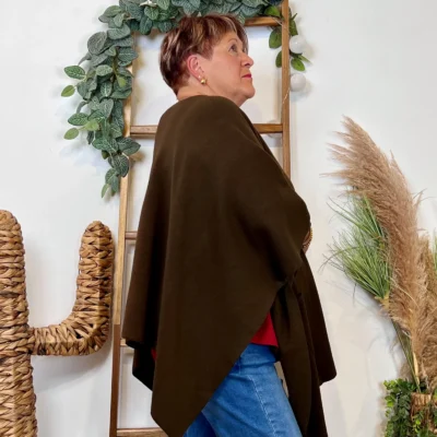 Z105 Gilet Oversize uni (Gt) - marron - taille-unique-grande-taille