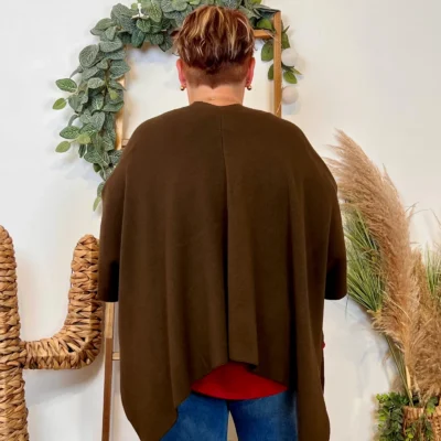 Z105 Gilet Oversize uni (Gt) - marron - taille-unique-grande-taille