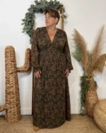 Robe Maëlle fleurettes (T40-T48) - kaki-marron - 48