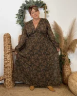 Robe Maëlle fleurettes (T40-T48) - kaki-marron - 48