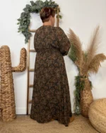 Robe Maëlle fleurettes (T40-T48) - kaki-marron - 48