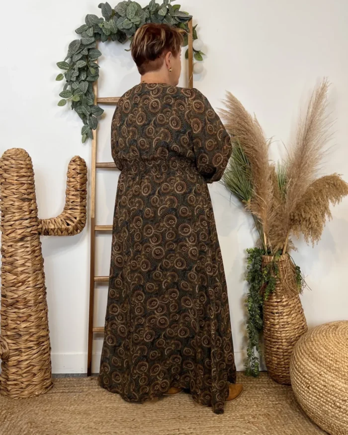 Robe Maëlle fleurettes (T40-T48) - kaki-marron - 48