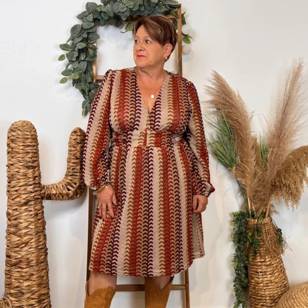 K085- Robe Maëlle macramé (T40-T48) - marron - 48