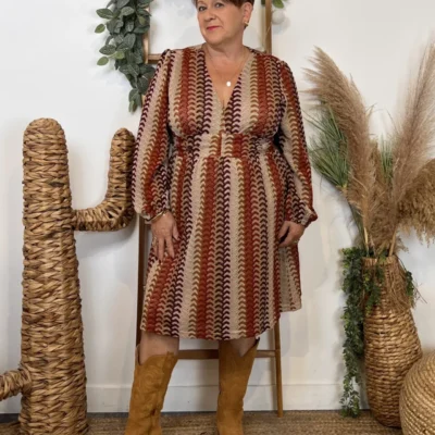 K085- Robe Maëlle macramé (T40-T48) - marron - 48