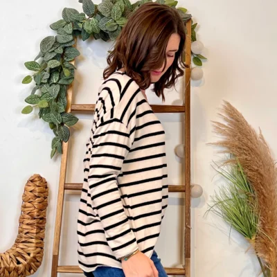 K103- Pull léger rayé et lurex ) 🇮🇹 - beige - taille-unique