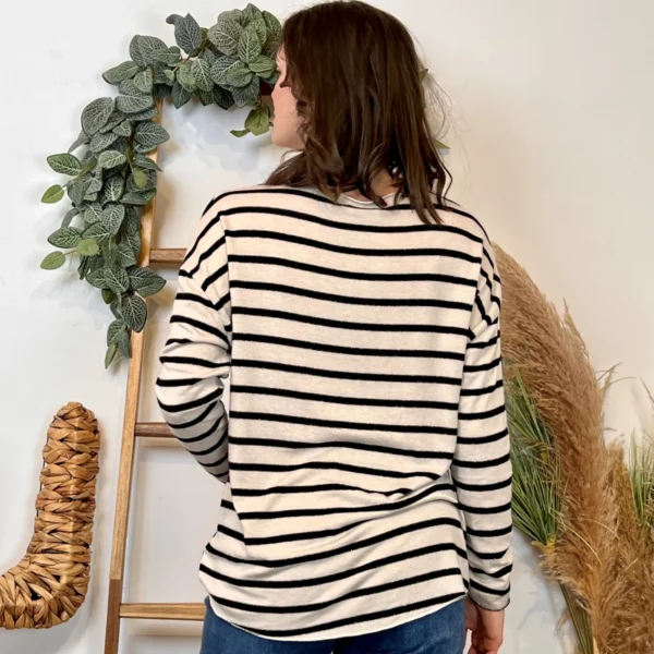 K103- Pull léger rayé et lurex ) 🇮🇹 - beige - taille-unique