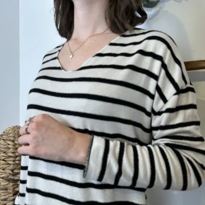 K103- Pull léger rayé et lurex ) 🇮🇹 - beige - taille-unique