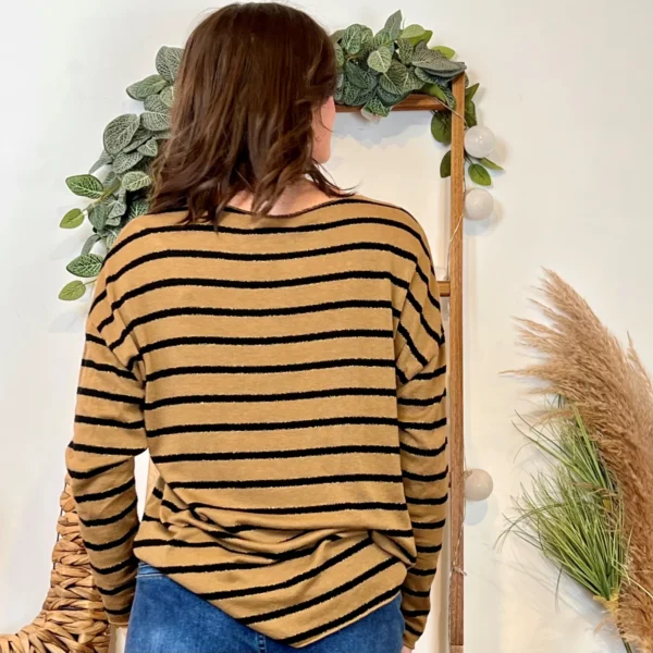 K103- Pull léger rayé et lurex ) 🇮🇹 - camel - taille-unique