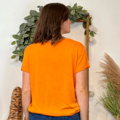 K139- T-shirt uni Lin/Viscose 🇮🇹 - orange - taille-unique