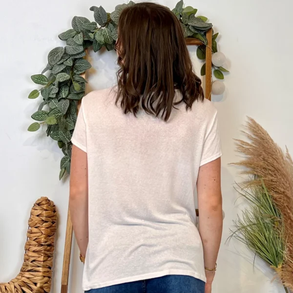 K139- T-shirt uni Lin/Viscose 🇮🇹 - blanc - taille-unique