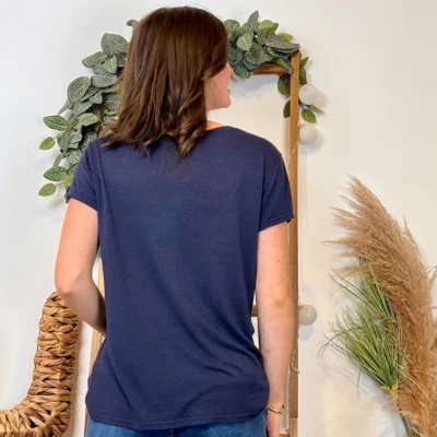 K139- T-shirt uni Lin/Viscose 🇮🇹 - marine - taille-unique