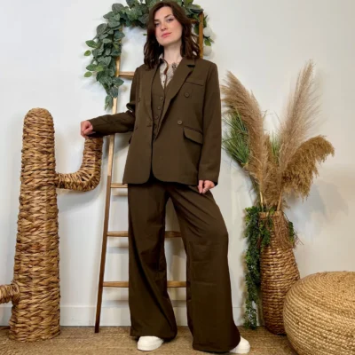 L754- Pantalon tailleur (T36-T40) - marron - 40