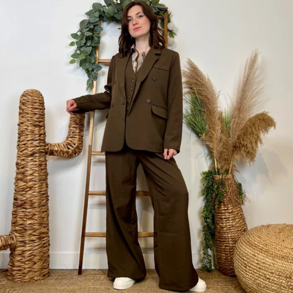 L754- Pantalon tailleur (T36-T40) - marron - 40