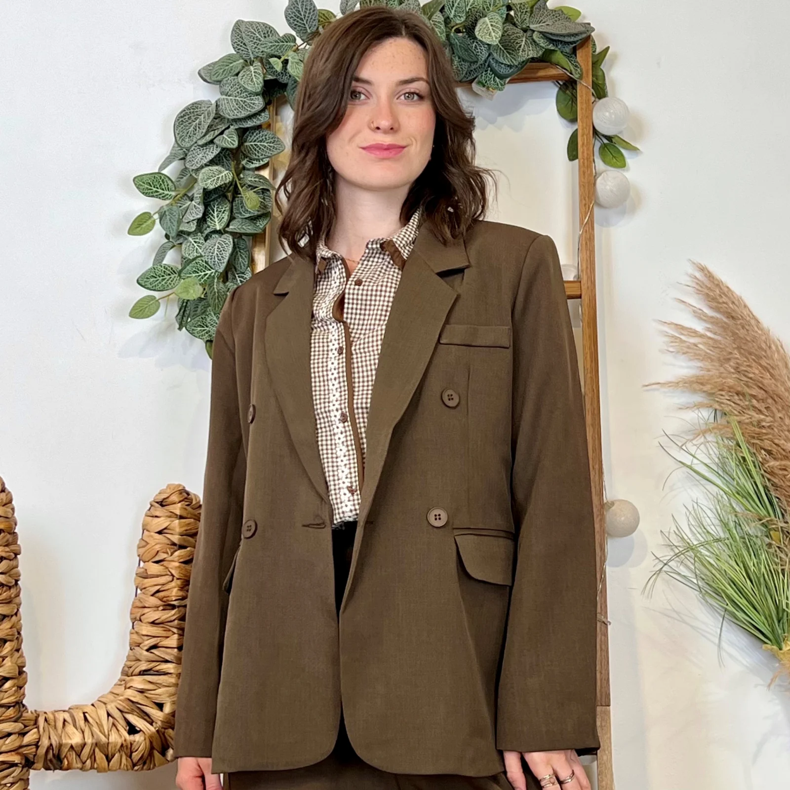 K084 - Blazer oversize, ample "So Sweet" (T36-T40) - marron - 40
