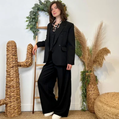 L754- Pantalon tailleur (T36-T40) - noir - 40