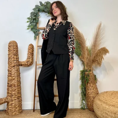 L754- Pantalon tailleur (T36-T40) - noir - 40