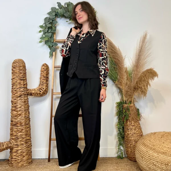 L754- Pantalon tailleur (T36-T40) - noir - 40