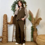 Gilet de costume court "So Sweet" (T36-T40) - marron-choco - 40