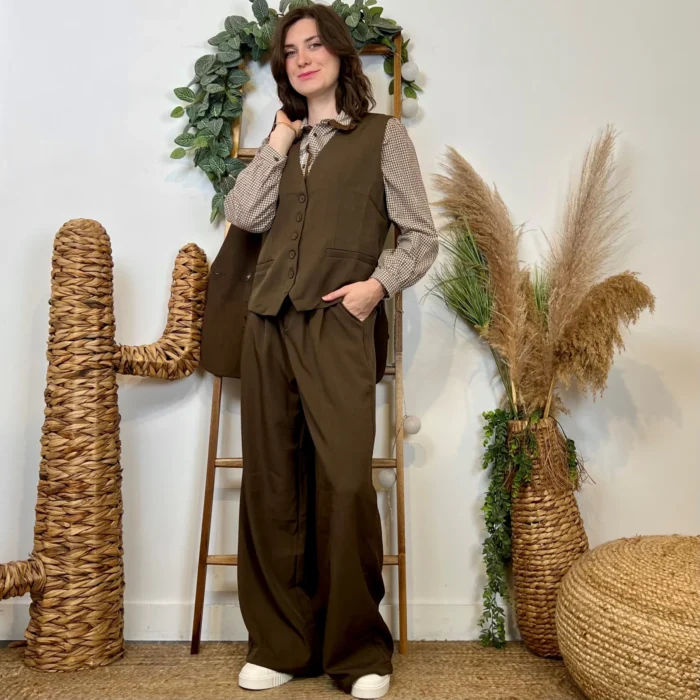 Gilet de costume court "So Sweet" (T36-T40) - marron-choco - 40