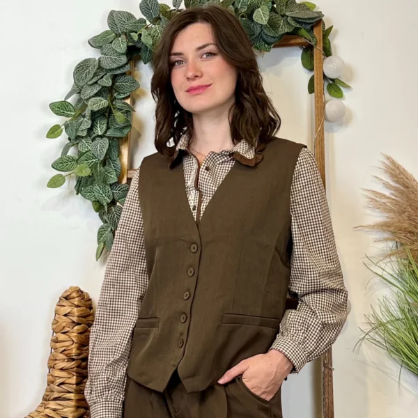 K085 - Gilet de costume court "So Sweet" (T36-T40) - marron - 40