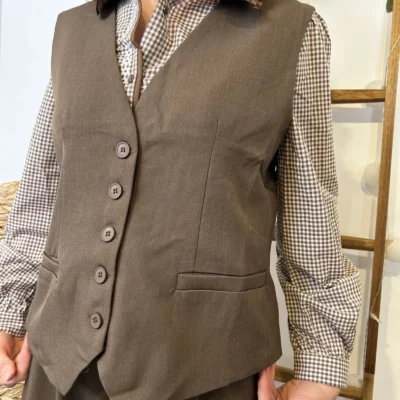 K085 - Gilet de costume court "So Sweet" (T36-T40) - marron - 40