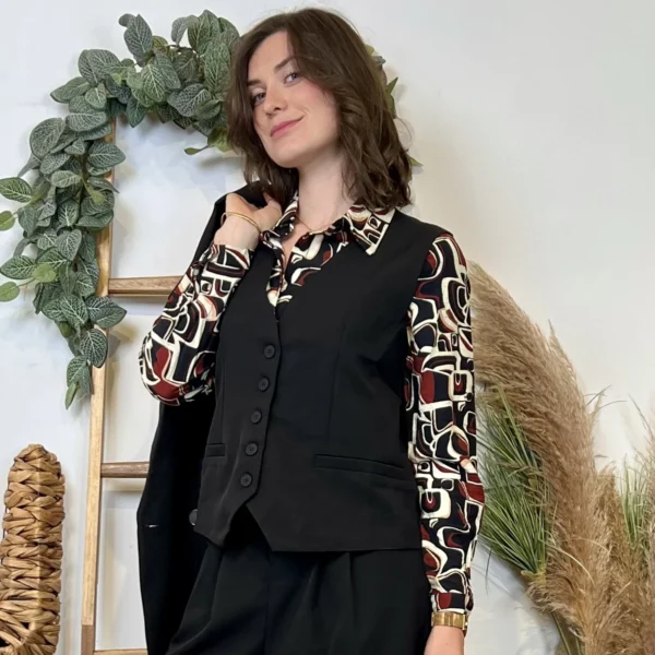 K085 - Gilet de costume court "So Sweet" (T36-T40) - noir - 40