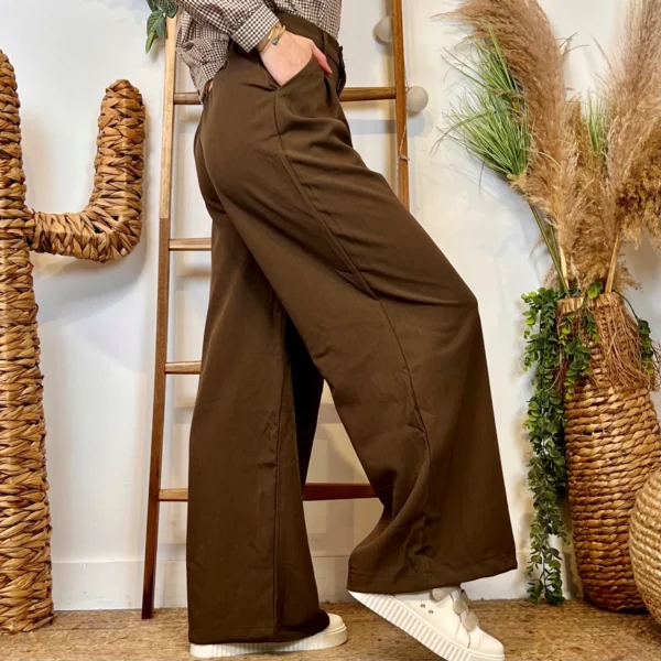 L754- Pantalon tailleur (T36-T40) - marron - 40