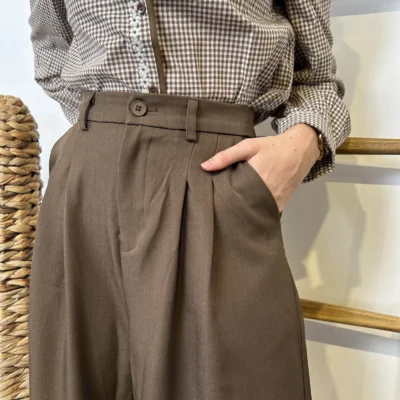 L754- Pantalon tailleur (T36-T40) - marron - 40