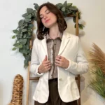 Blazer femme cintré aspect laine « Tendance » - ecru - 42