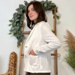 Blazer femme cintré aspect laine « Tendance » - ecru - 42