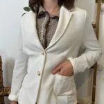 Blazer femme cintré aspect laine « Tendance » - ecru - 42