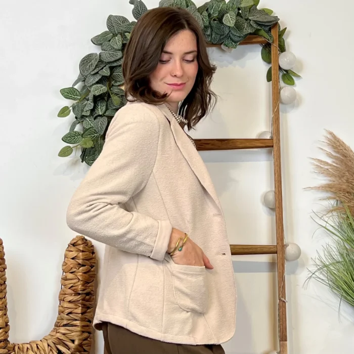 Blazer femme cintré aspect laine « Tendance » - marine - 42
