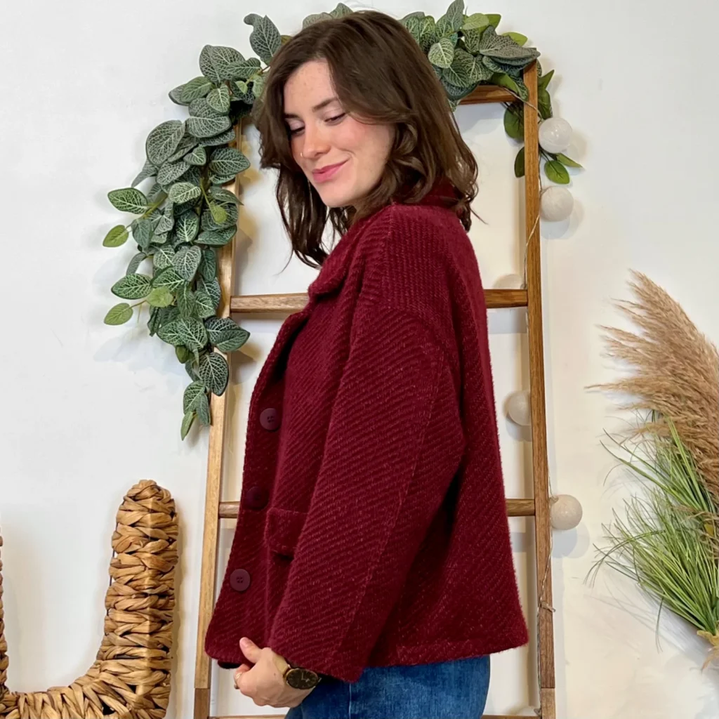 K054- Veste courte chevron (Tu) 🇮🇹 - bordeaux - taille-unique