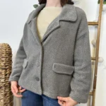 Veste courte femme chevron « Tendance » - gris - taille-unique