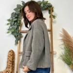 Veste courte femme chevron « Tendance » - gris - taille-unique