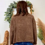 Veste courte femme chevron « Tendance » - marron-choco - taille-unique