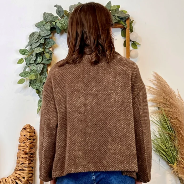 Veste courte femme chevron « Tendance » - marron-choco - taille-unique