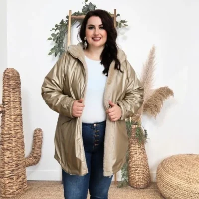 Z174- Doudoune Fourrée réversible - dore - 50