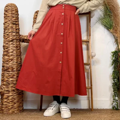 M046- Jupe boutonnée "Maëlle" (T36-T38) - rouille - 38