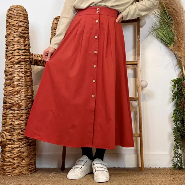 M046- Jupe boutonnée "Maëlle" (T36-T38) - rouille - 38