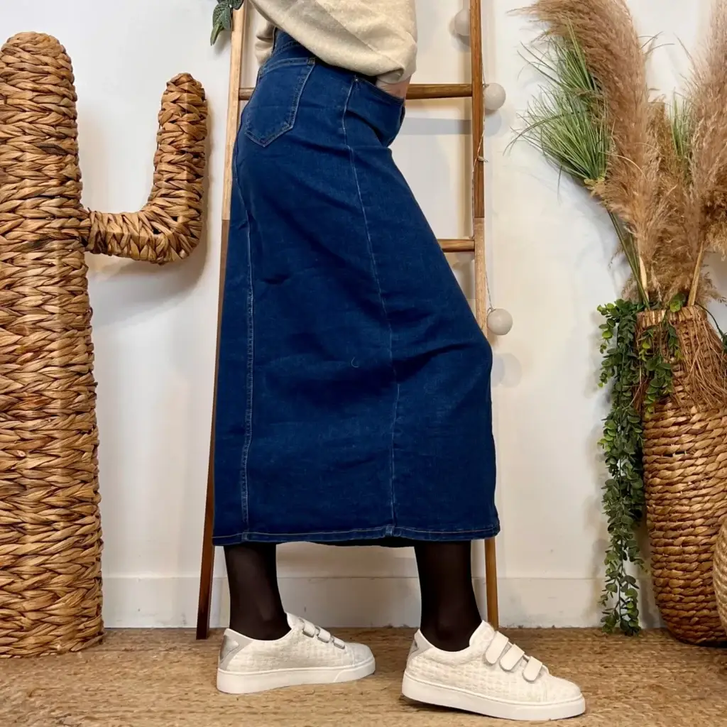 L727- Jupe fendue jean Voggo (T36-T44) - denim - 44