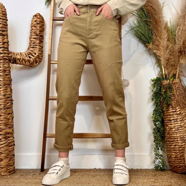 W110- Jean Mom Voggo (T36-T44) - taupe - 44