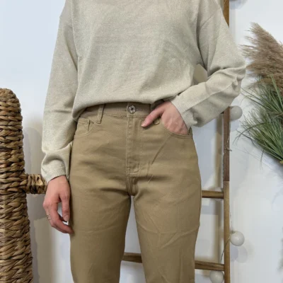 W110- Jean Mom Voggo (T36-T44) - taupe - 44